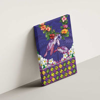 Hawaiian Lei Turtle and Plumeria Canvas Wall Art Polynerian Art Tattoo-Navy Color