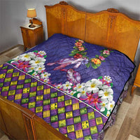 Hawaiian Lei Turtle and Plumeria Quilt Polynerian Art Tattoo-Navy Color