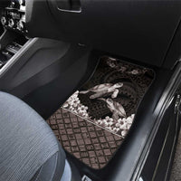 Hawaiian Lei Turtle and Plumeria Car Mats Polynerian Art Tattoo-Grayscale Mode