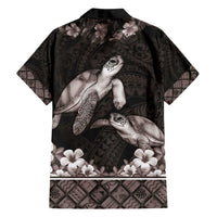 Hawaiian Lei Turtle and Plumeria Family Matching Puletasi and Hawaiian Shirt Polynerian Art Tattoo-Grayscale Mode