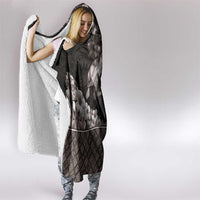 Hawaiian Lei Turtle and Plumeria Hooded Blanket Polynerian Art Tattoo-Grayscale Mode