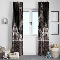 Hawaiian Lei Turtle and Plumeria Window Curtain Polynerian Art Tattoo-Grayscale Mode