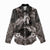 Hawaiian Lei Turtle and Plumeria Women Casual Shirt Polynerian Art Tattoo-Grayscale Mode
