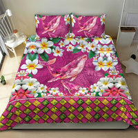 Hawaiian Plumeria and Humpback Whales Bedding Set Polynerian Art Tattoo-Plum Pink Color LT03 - Polynesian Pride
