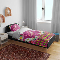 Hawaiian Plumeria and Humpback Whales Bedding Set Polynerian Art Tattoo-Plum Pink Color LT03 - Polynesian Pride