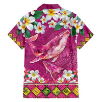 Hawaiian Plumeria and Humpback Whales Hawaiian Shirt Polynerian Art Tattoo-Plum Pink Color
