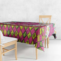 Hawaiian Plumeria and Humpback Whales Tablecloth Polynerian Art Tattoo-Plum Pink Color