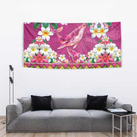 Hawaiian Plumeria and Humpback Whales Tapestry Polynerian Art Tattoo-Plum Pink Color LT03 - Polynesian Pride