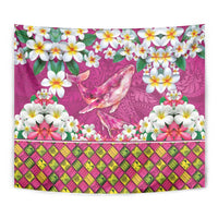Hawaiian Plumeria and Humpback Whales Tapestry Polynerian Art Tattoo-Plum Pink Color LT03 - Polynesian Pride