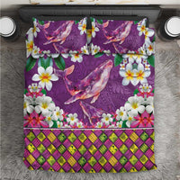 Hawaiian Plumeria and Humpback Whales Bedding Set Polynerian Art Tattoo-Mauve Color LT03 Purple - Polynesian Pride