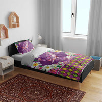 Hawaiian Plumeria and Humpback Whales Bedding Set Polynerian Art Tattoo-Mauve Color LT03 - Polynesian Pride