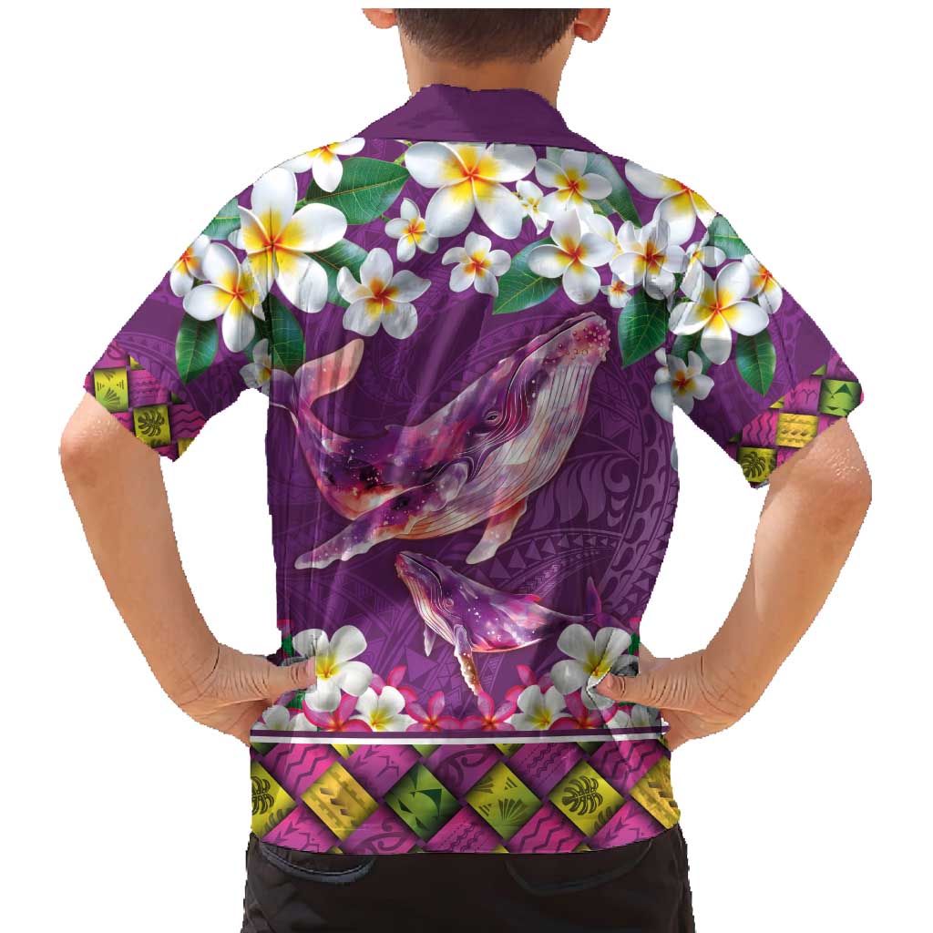 Hawaiian Plumeria and Humpback Whales Family Matching Mermaid Dress and Hawaiian Shirt Polynerian Art Tattoo-Mauve Color