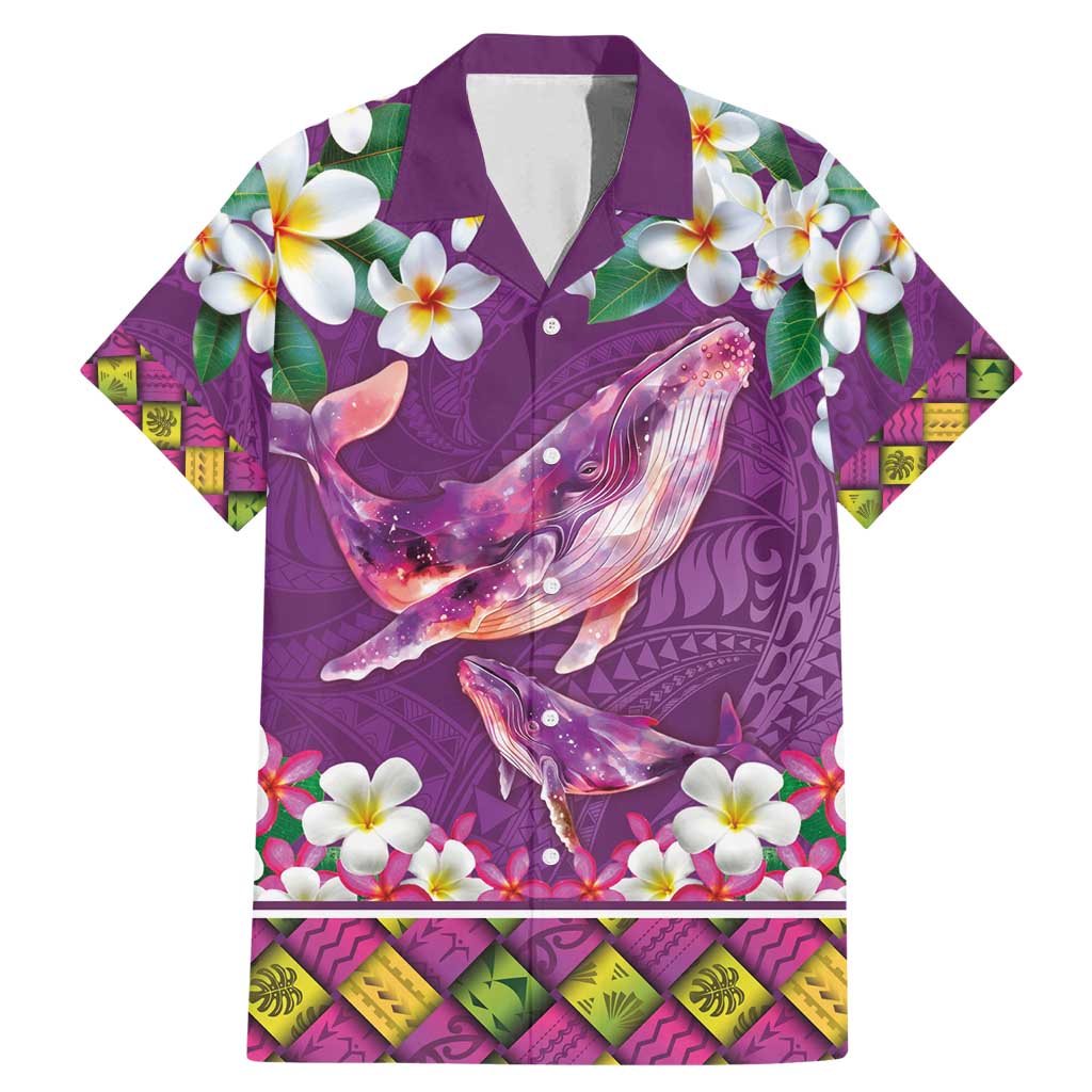 Hawaiian Plumeria and Humpback Whales Family Matching Mermaid Dress and Hawaiian Shirt Polynerian Art Tattoo-Mauve Color