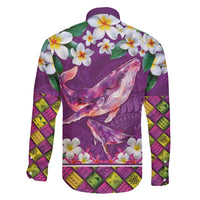Hawaiian Plumeria and Humpback Whales Family Matching Mermaid Dress and Hawaiian Shirt Polynerian Art Tattoo-Mauve Color