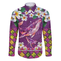 Hawaiian Plumeria and Humpback Whales Family Matching Puletasi and Hawaiian Shirt Polynerian Art Tattoo-Mauve Color