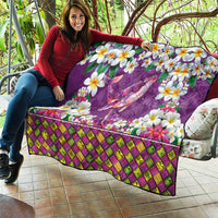 Hawaiian Plumeria and Humpback Whales Quilt Polynerian Art Tattoo-Mauve Color