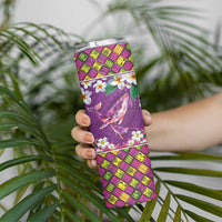 Hawaiian Plumeria and Humpback Whales Skinny Tumbler Polynerian Art Tattoo-Mauve Color