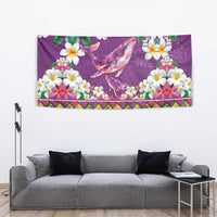 Hawaiian Plumeria and Humpback Whales Tapestry Polynerian Art Tattoo-Mauve Color LT03 - Polynesian Pride