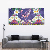 Hawaiian Plumeria and Humpback Whales Tapestry Polynerian Art Tattoo-Navy Color LT03 - Polynesian Pride