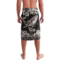 Hawaiian Plumeria and Humpback Whales Lavalava Polynerian Art Tattoo-Grayscale Mode