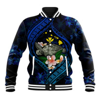 Hawaii Turtle Plumeria Flower Fanciful Baseball Jacket