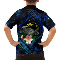 Hawaii Turtle Plumeria Flower Fanciful Family Matching Tank Maxi Dress and Hawaiian Shirt