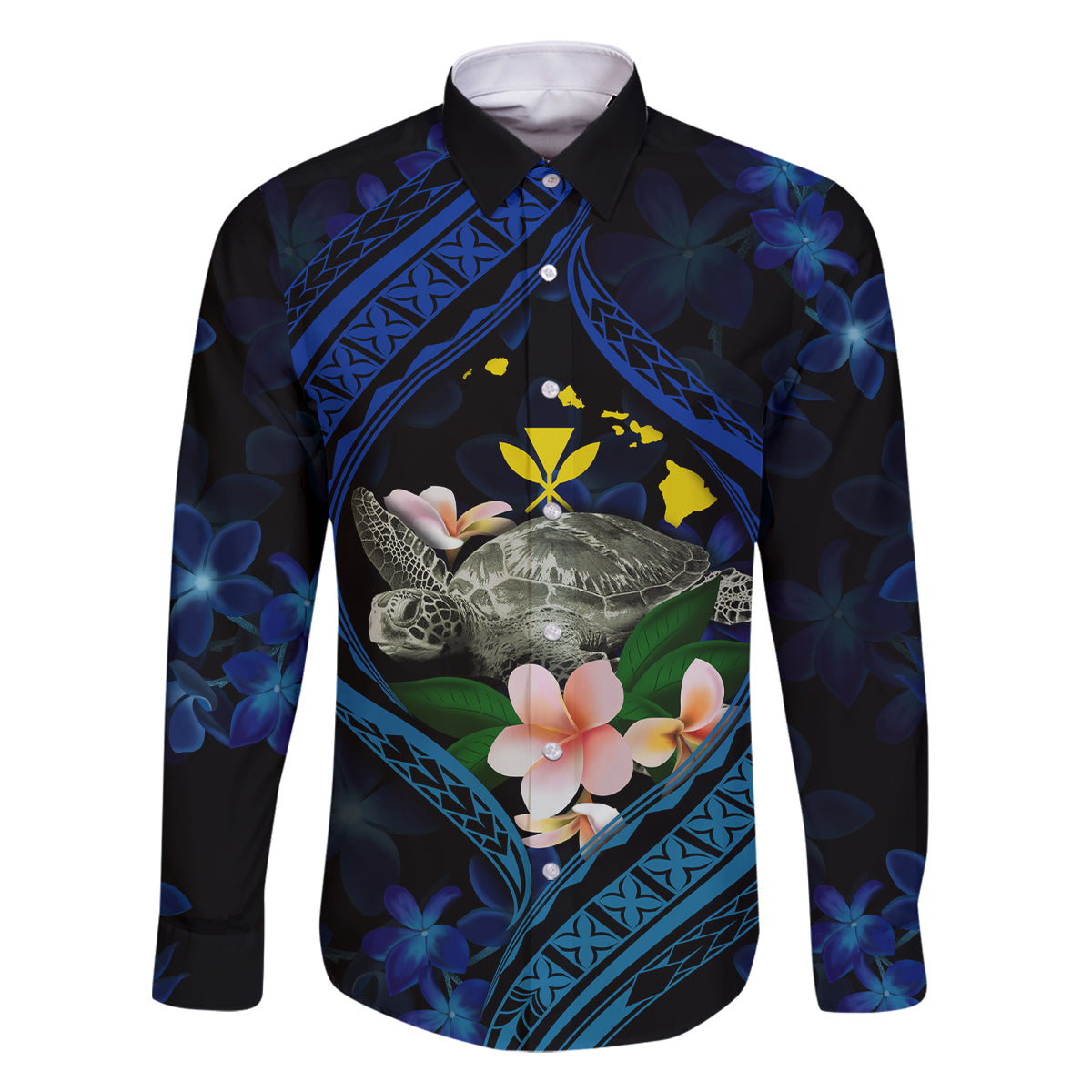 Hawaii Turtle Plumeria Flower Fanciful Family Matching Tank Maxi Dress and Hawaiian Shirt