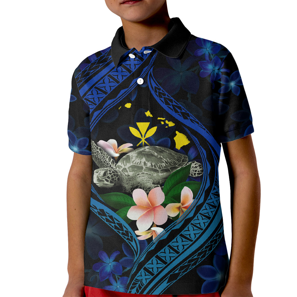 Hawaii Turtle Plumeria Flower Fanciful Kid Polo Shirt