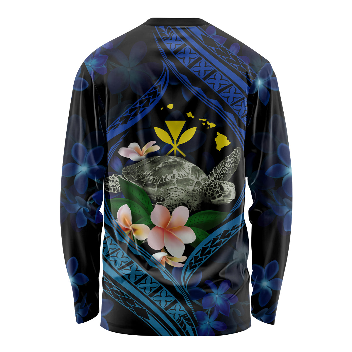 Hawaii Turtle Plumeria Flower Fanciful Long Sleeve Shirt