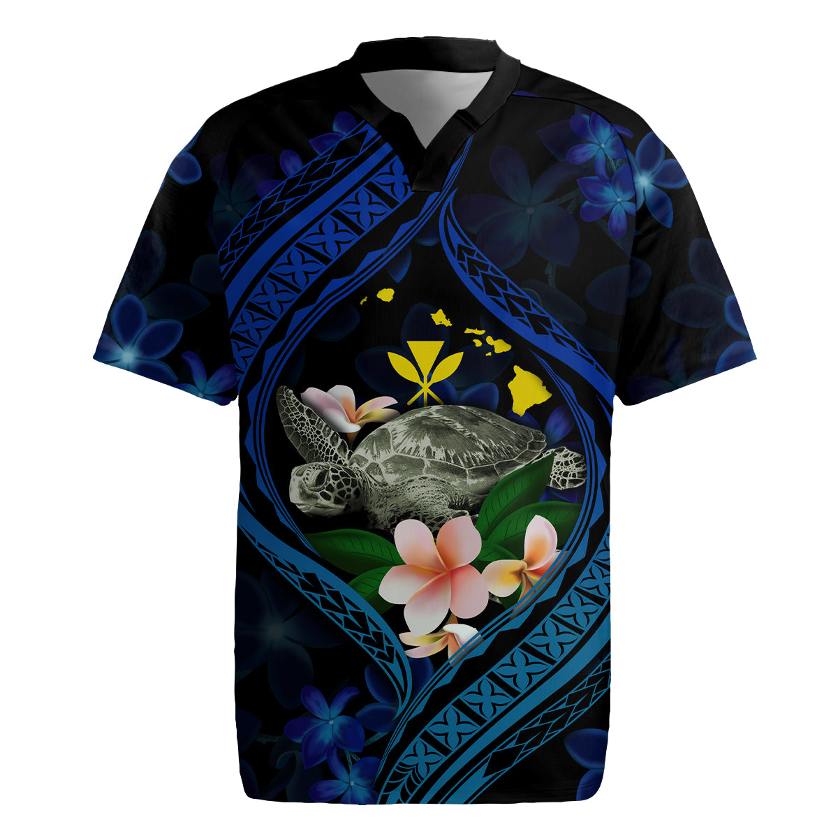 Hawaii Turtle Plumeria Flower Fanciful Rugby Jersey