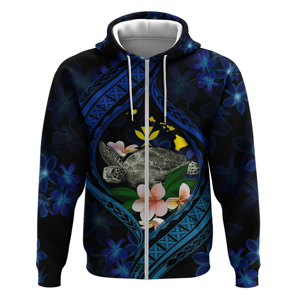 Hawaii Turtle Plumeria Flower Fanciful Zip Hoodie