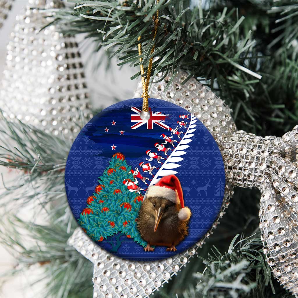 New Zealand Christmas Ceramic Ornament Kiwi Bird Santa and Silver Fern Funny Haka Dance