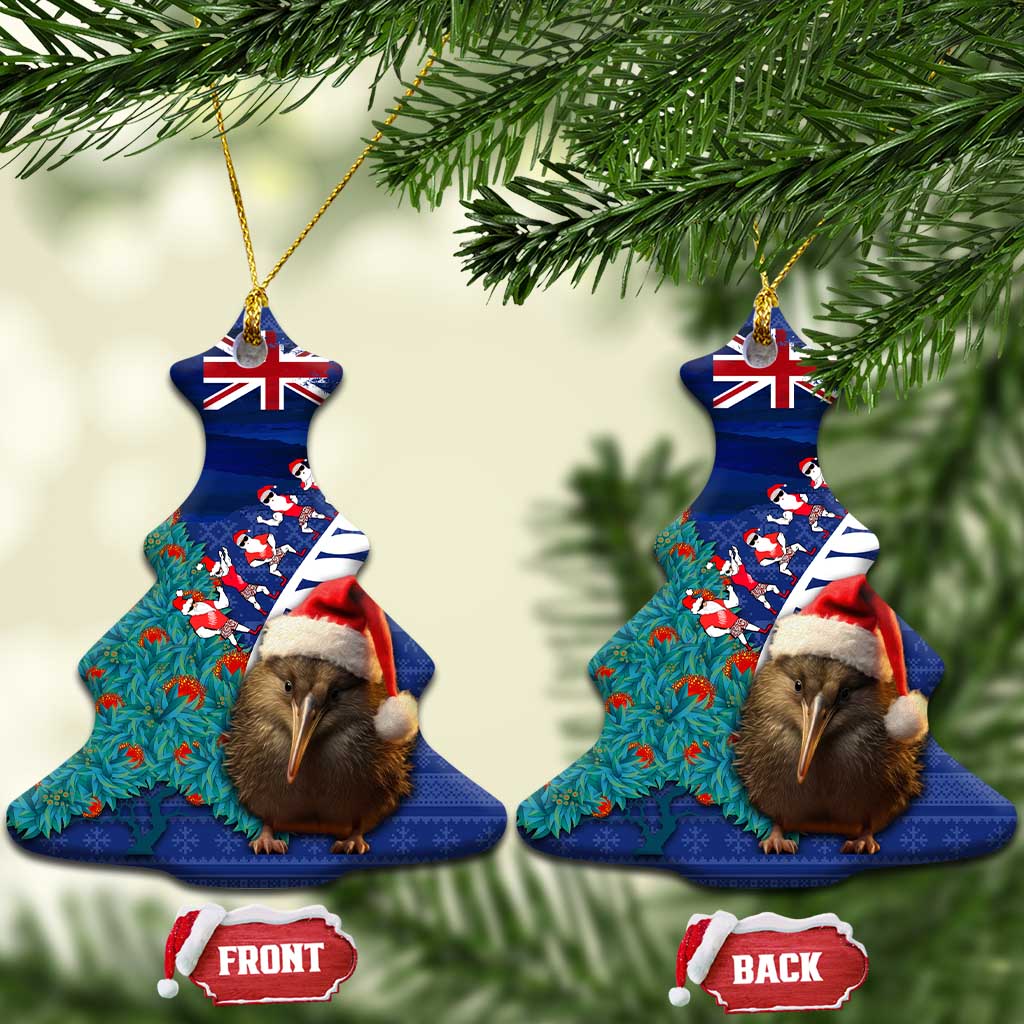 New Zealand Christmas Ceramic Ornament Kiwi Bird Santa and Silver Fern Funny Haka Dance