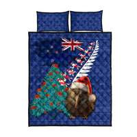 New Zealand Christmas Quilt Bed Set Kiwi Bird Santa and Silver Fern Funny Haka Dance