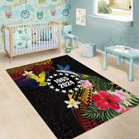 Cook Islands Independence Day Area Rug Maroro and Kakaia with Hibiscus Flower Polynesian Pattern