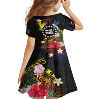 Cook Islands Independence Day Family Matching Tank Maxi Dress and Hawaiian Shirt Maroro and Kakaia with Hibiscus Flower Polynesian Pattern