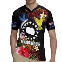 Cook Islands Independence Day Rugby Jersey Maroro and Kakaia with Hibiscus Flower Polynesian Pattern