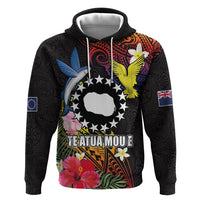 Cook Islands Independence Day Zip Hoodie Maroro and Kakaia with Hibiscus Flower Polynesian Pattern