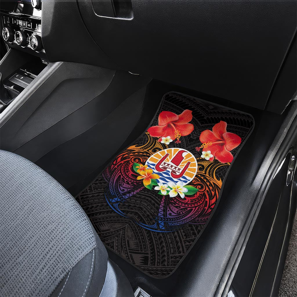 French Polynesia Bastille Day Car Mats Tiare Flower and National Seal Polynesian Pattern