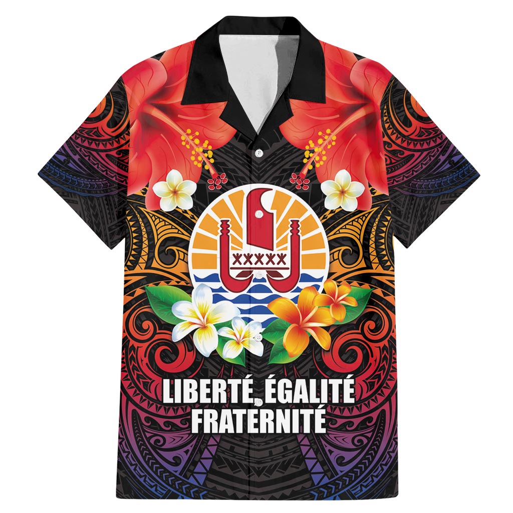 French Polynesia Bastille Day Family Matching Mermaid Dress and Hawaiian Shirt Tiare Flower and National Seal Polynesian Pattern