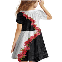 Hawaii Red Hibiscus Flowers Family Matching Mermaid Dress and Hawaiian Shirt Polynesian Pattern With Half Black White Version