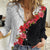 Hawaii Red Hibiscus Flowers Women Casual Shirt Polynesian Pattern With Half Black White Version