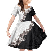 Hawaii Grayscale Hibiscus Flowers Family Matching Mermaid Dress and Hawaiian Shirt Polynesian Pattern With Half Black White Version