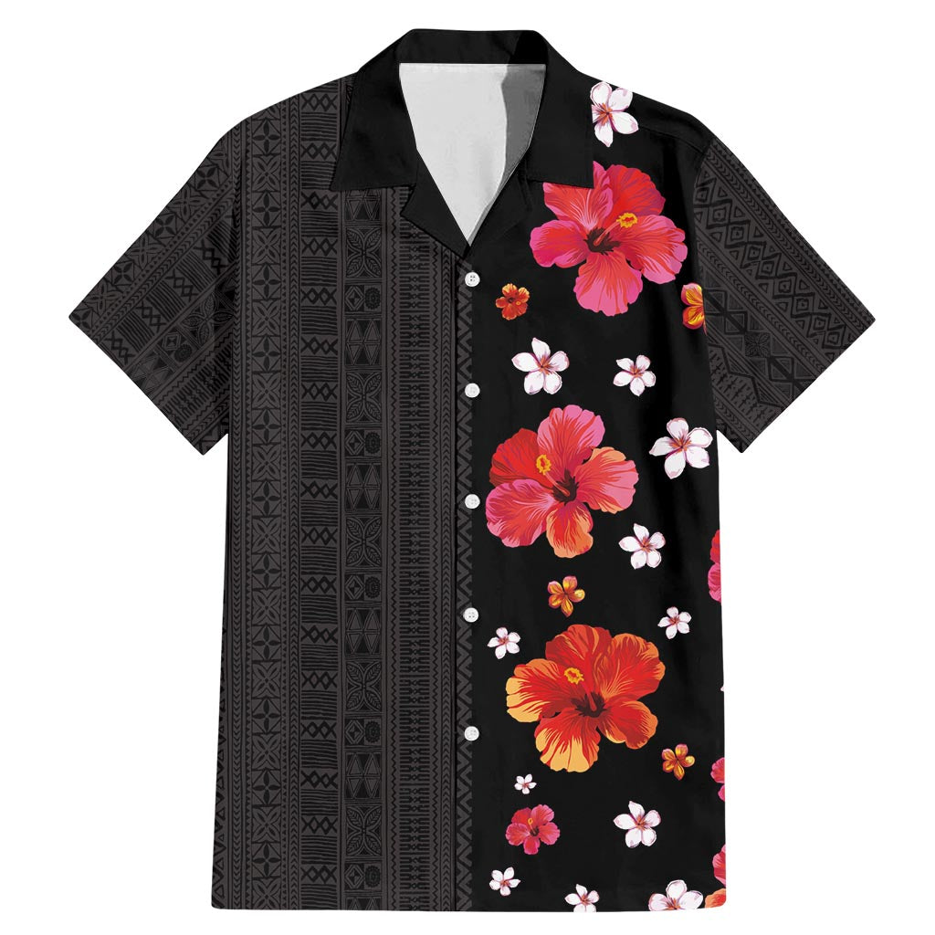 Hawaii Hibiscus and Plumeria Flowers Family Matching Mermaid Dress and Hawaiian Shirt Tapa Tribal Pattern Half Style Colorful Mode