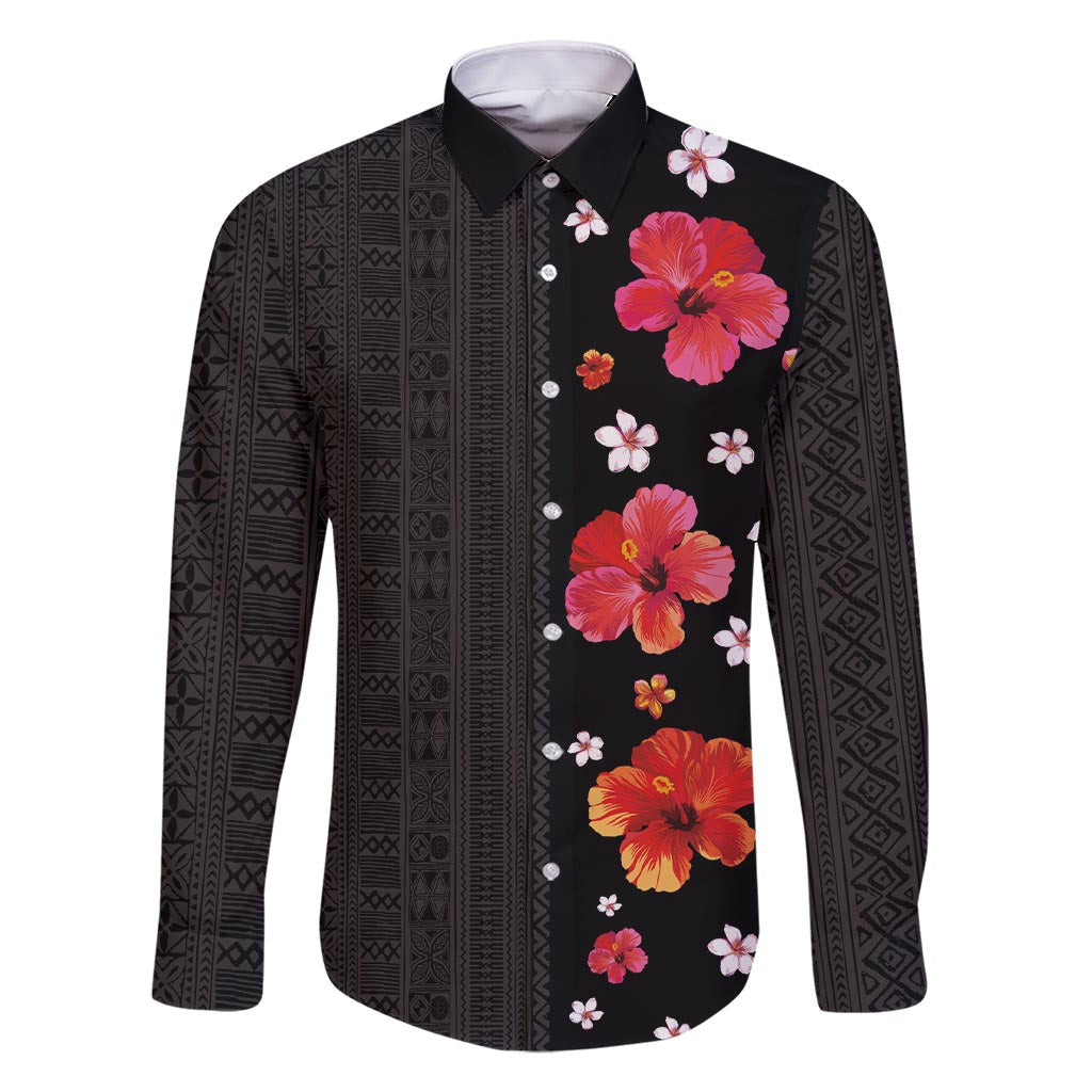 Hawaii Hibiscus and Plumeria Flowers Family Matching Short Sleeve Bodycon Dress and Hawaiian Shirt Tapa Tribal Pattern Half Style Colorful Mode