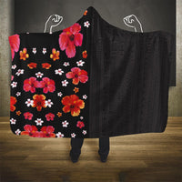 Hawaii Hibiscus and Plumeria Flowers Hooded Blanket Tapa Tribal Pattern Half Style Colorful Mode LT03 - Polynesian Pride