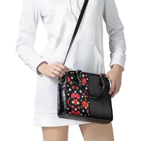 Hawaii Hibiscus and Plumeria Flowers Shoulder Handbag Tapa Tribal Pattern Half Style Colorful Mode