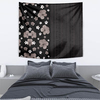 Hawaii Hibiscus and Plumeria Flowers Tapestry Tapa Tribal Pattern Half Style Grayscale Mode LT03 - Polynesian Pride