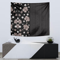 Hawaii Hibiscus and Plumeria Flowers Tapestry Tapa Tribal Pattern Half Style Grayscale Mode LT03 - Polynesian Pride
