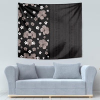 Hawaii Hibiscus and Plumeria Flowers Tapestry Tapa Tribal Pattern Half Style Grayscale Mode LT03 - Polynesian Pride